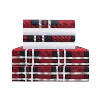 Elegant Comfort Luxury Soft Plaid Bed Sheet Set