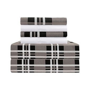 Elegant Comfort Luxury Soft Plaid Bed Sheet Set