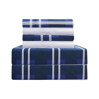 Elegant Comfort Luxury Soft Plaid Bed Sheet Set