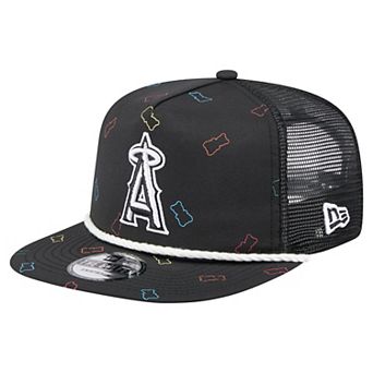 Men's New Era Black Los Angeles Angels Gummy Golfer Trucker Adjustable Hat
