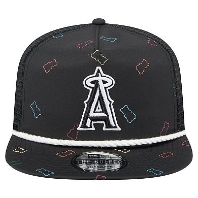 Men's New Era Black Los Angeles Angels Gummy Golfer Trucker Adjustable Hat