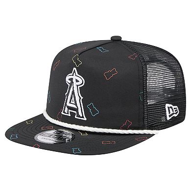 Men's New Era Black Los Angeles Angels Gummy Golfer Trucker Adjustable Hat
