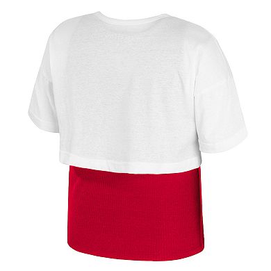 Girl's Youth Colosseum White Alabama Crimson Tide Gale Cropped 2Fer Top