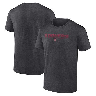 Men's Fanatics Heather Charcoal Oklahoma Sooners Iconic Battle Scars T-Shirt