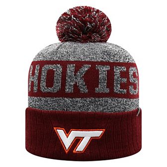Men's Top of the World Garnet Virginia Tech Hokies Below Zero Cuffed Knit Hat with Pom