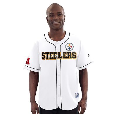 Men's Starter White Pittsburgh Steelers Relay Full-Button Baseball Jersey