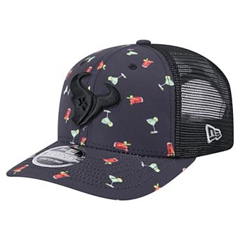 Men's New Era Navy/Black Houston Texans Adventure Drinks Pattern 9SEVENTY Stretch-Snap Hat