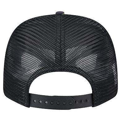 Men's New Era Navy/Black Houston Texans Adventure Drinks Pattern 9SEVENTY Stretch-Snap Hat