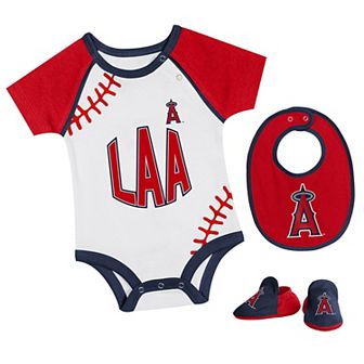 Newborn & Infant Los Angeles Angels Tied Up Bodysuit, Bib & Bootie Set