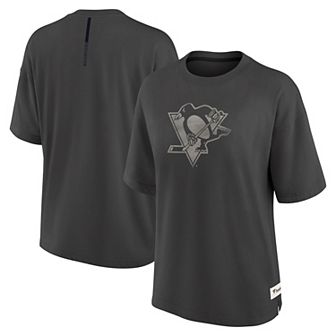 Women's Fanatics Charcoal Pittsburgh Penguins Oversized Elements Raw Edge Future Ground T-Shirt