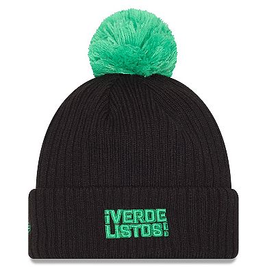 Men's New Era Black Austin FC 2025 Jersey Hook Cuffed Knit Hat with Pom