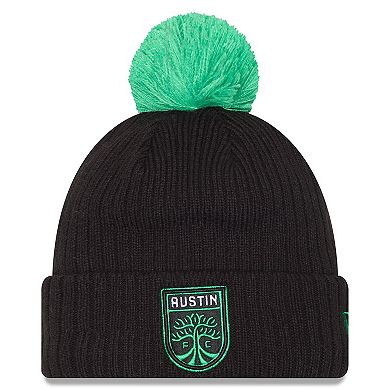 Men's New Era Black Austin FC 2025 Jersey Hook Cuffed Knit Hat with Pom
