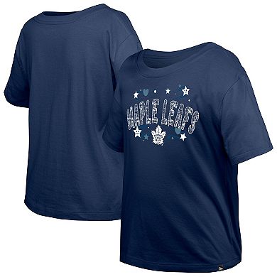 Girl's Youth New Era Navy Toronto Maple Leafs Flip Sequin T-Shirt