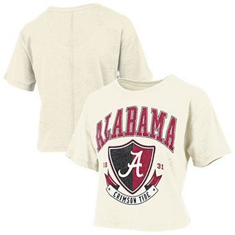 Women's Pressbox Cream Alabama Crimson Tide Buckler Vintage Cropped T-Shirt