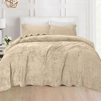 Elegant Comfort Luxurious Warm and Cozy 4 pc Velvet Plush Fleece Bed Sheet Set