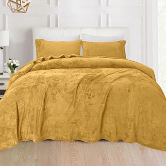 Elegant Comfort Luxurious Warm and Cozy 4 pc Velvet Plush Fleece Bed Sheet Set