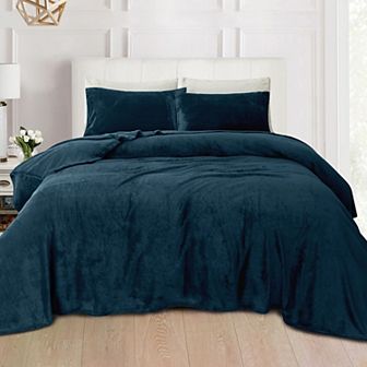Elegant Comfort Luxurious Warm and Cozy 4 pc Velvet Plush Fleece Bed Sheet Set