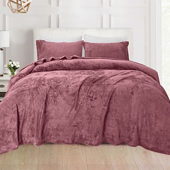 Elegant Comfort Luxurious Warm and Cozy 4 pc Velvet Plush Fleece Bed Sheet Set