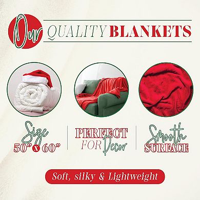 Elegant Comfort Holiday Velvet Plush Blanket Throw 50 X 60 Inch