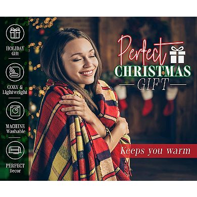 Elegant Comfort Holiday Velvet Plush Blanket Throw