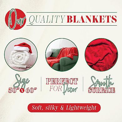 Elegant Comfort Holiday Velvet Plush Blanket Throw