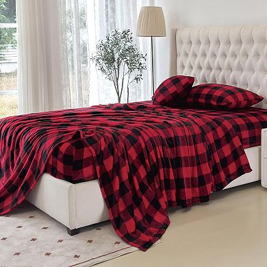 Elegant Comfort Luxurious Warm and Cozy 4-Piece Velvet Plush Fleece Bed Sheet Set