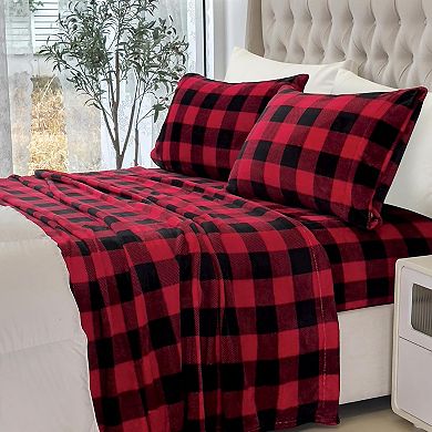 Elegant Comfort Luxurious Warm and Cozy 4-Piece Velvet Plush Fleece Bed Sheet Set