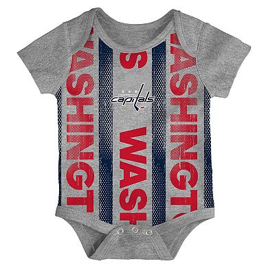 Newborn Washington Capitals Loyal Buddies Three-Pack Bodysuit Set