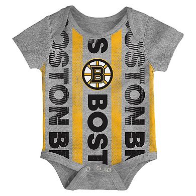 Newborn Boston Bruins Loyal Buddies Three-Pack Bodysuit Set