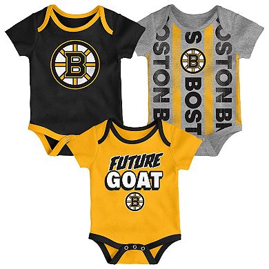 Newborn Boston Bruins Loyal Buddies Three-Pack Bodysuit Set