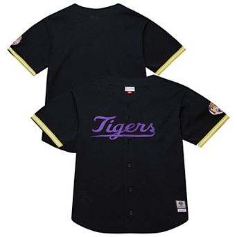 Men's Mitchell & Ness Black LSU Tigers On The Clock Full-Button Fashion Jersey