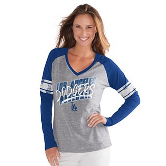 Women's G-III 4Her by Carl Banks Royal Los Angeles Dodgers The Franchise Tri-Blend Raglan V-Neck Long Sleeve T-Shirt