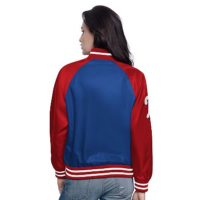 Women's Starter Royal/Red Philadelphia Phillies Home Run Full-Snap Varsity Jacket