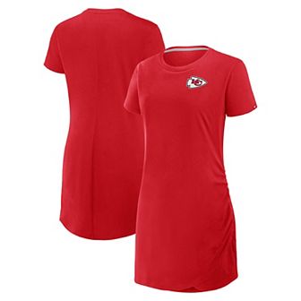 Women's Fanatics Red Kansas City Chiefs Ruched Drape T-Shirt Dress