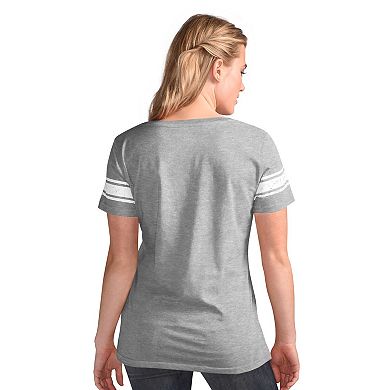 Women's G-III 4Her by Carl Banks Heather Gray Baltimore Ravens First Pick Distressed V-Neck T-Shirt