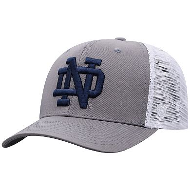 Men's Top of the World Gray/White Notre Dame Fighting Irish Victory Baseline Trucker Adjustable Hat