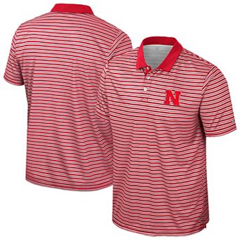 Men's Colosseum Scarlet Nebraska Huskers Striped Polo