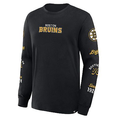 Men's Fanatics Black Boston Bruins Boxed In Legacy Long Sleeve T-Shirt
