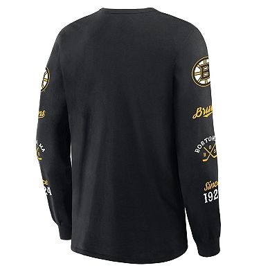 Men's Fanatics Black Boston Bruins Boxed In Legacy Long Sleeve T-Shirt