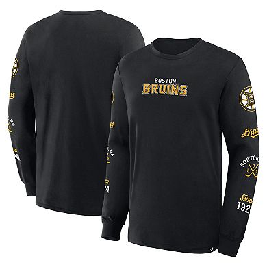 Men's Fanatics Black Boston Bruins Boxed In Legacy Long Sleeve T-Shirt