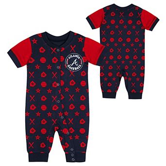 Infant Navy Atlanta Braves Full-Snap Coverall Bodysuit