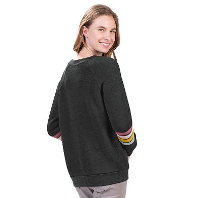 Women's G-III 4Her by Carl Banks Charcoal New York Mets Allana Stripe Pullover Sweatshirt