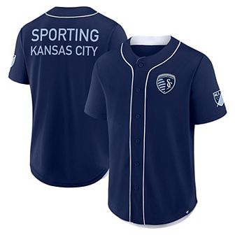 Men's Fanatics Navy Sporting Kansas City Injury Time Baseball Jersey