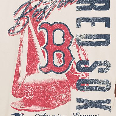 Men's New Era Cream Boston Red Sox Cooperstown Collection Oversized Throwback Distressed T-Shirt