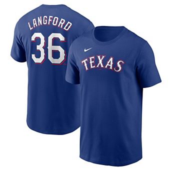 Men's Nike Wyatt Langford Royal Texas Rangers Fuse Name & Number T-Shirt