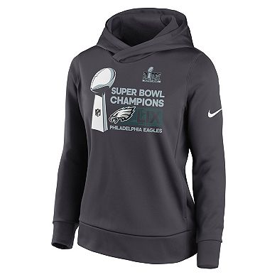 Women's Nike Anthracite Philadelphia Eagles Super Bowl LIX Champions Locker Room Trophy Collection Club Fleece Pullover Hoodie
