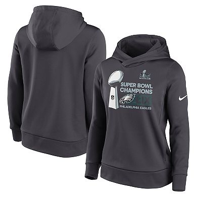 Women's Nike Anthracite Philadelphia Eagles Super Bowl LIX Champions Locker Room Trophy Collection Club Fleece Pullover Hoodie
