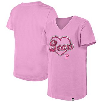 Girls Youth New Era Pink Chicago Bears Flip Sequins V-Neck T-Shirt
