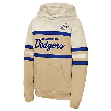Men's Mitchell & Ness Cream Los Angeles Dodgers Head Coach Pullover Hoodie