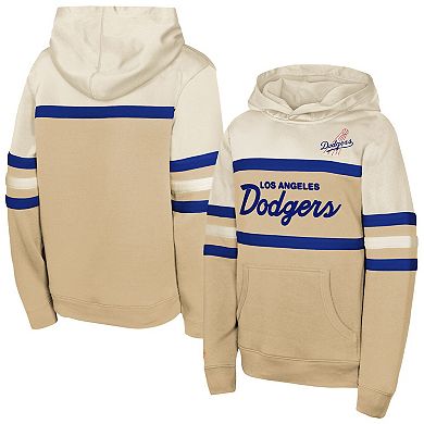 Men's Mitchell & Ness Cream Los Angeles Dodgers Head Coach Pullover Hoodie